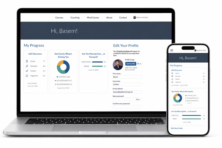 Example personal dashboard displayed on a laptop and phone