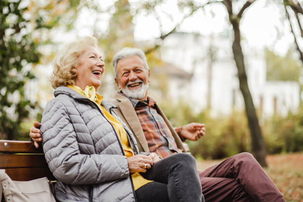 Two people experiencing happiness at old age